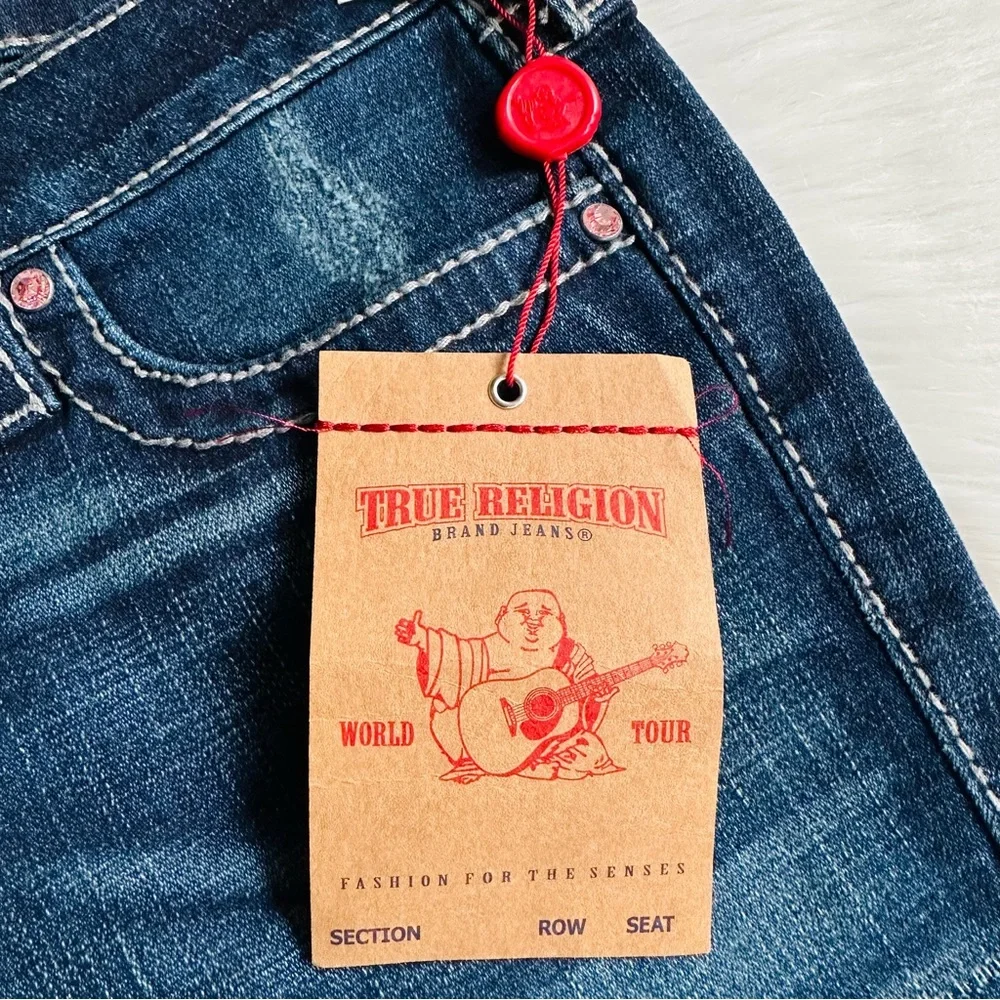 NWT True Religion Swarovski Crystals Flare Leg Jeans Made in USA, 29
